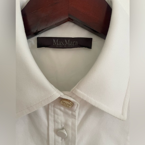 MaxMara White Poplin / Tuxedo Blouse - Picture 3 of 7